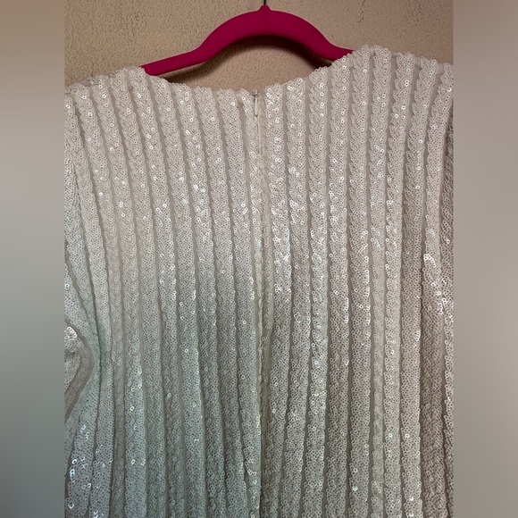 Lulus White Sequin Love Lasts Forever Sequin Wrap Style Maxi Dress XL - Picture 9 of 12
